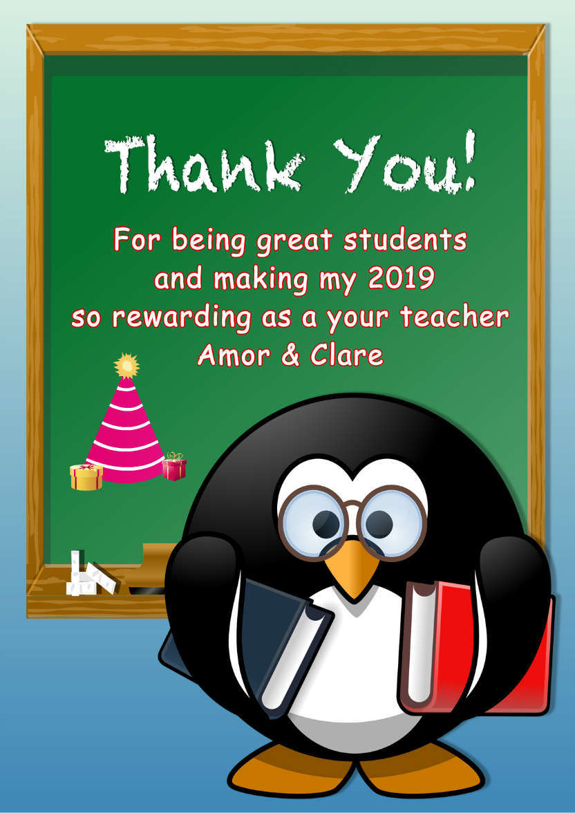 Penguin Teacher - card made with Crafty Bob's Card Creator