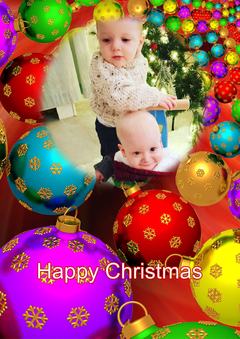 Christmas Baubles Photo Card - card made with Crafty Bob's Card Creator