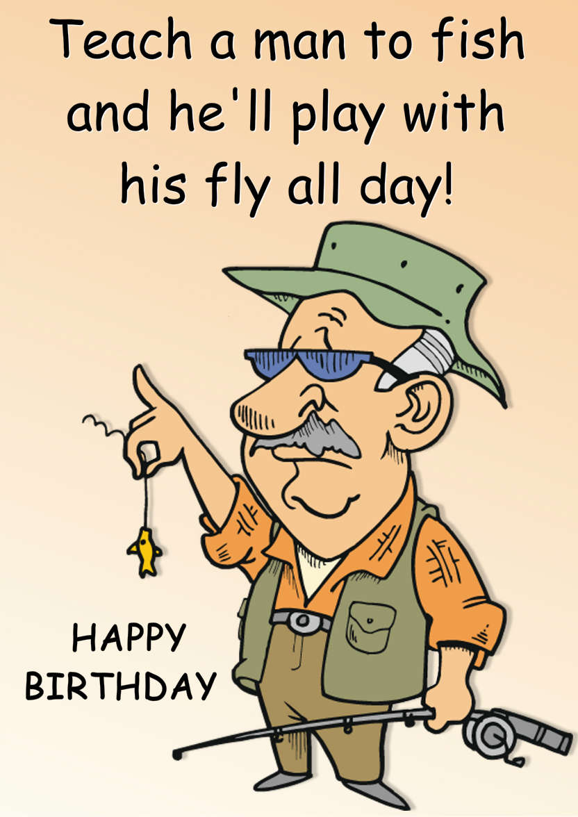 Fishing Male Humorous Card - card made with Crafty Bob's Card Creator