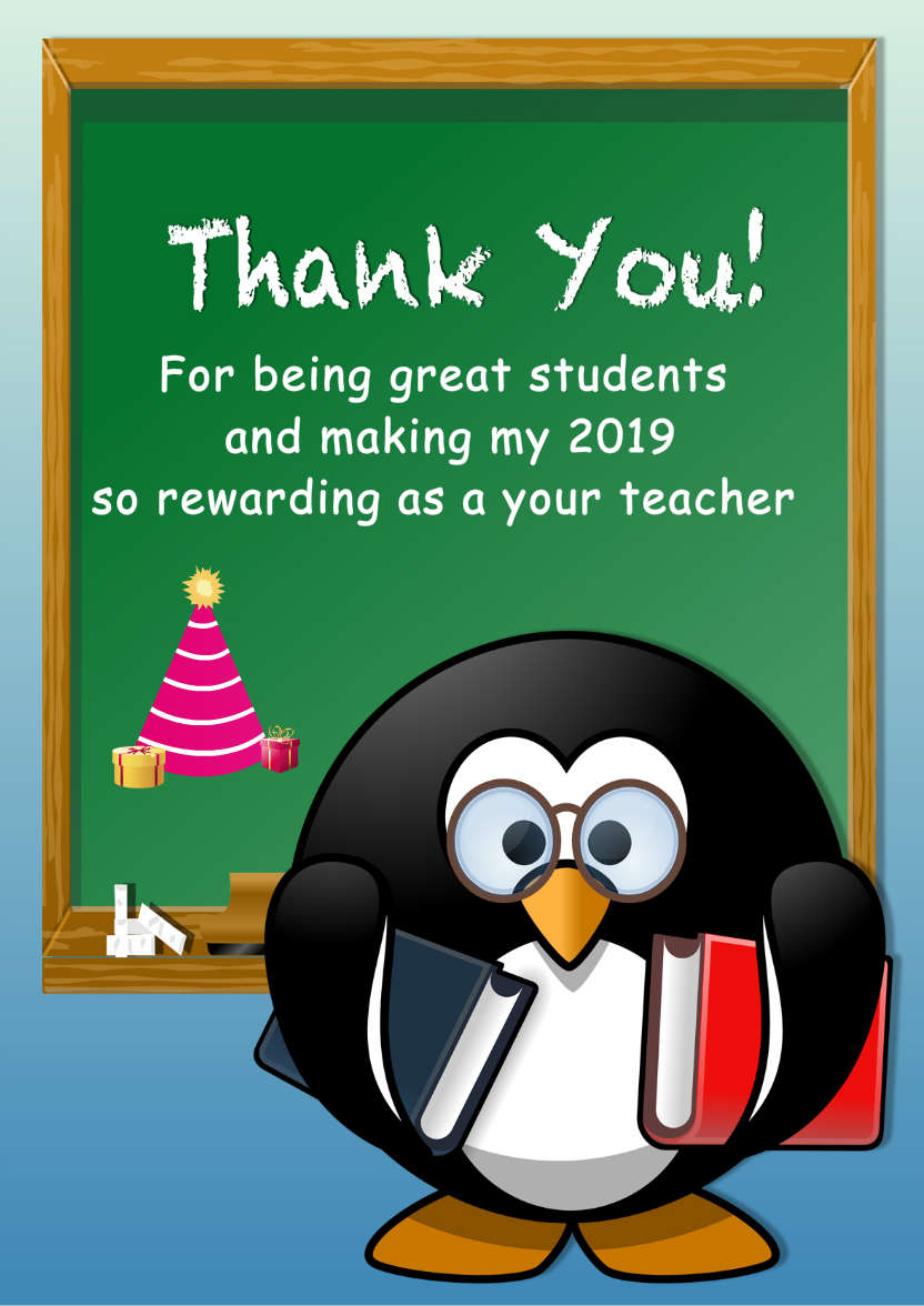 Penguin Teacher - card made with Crafty Bob's Card Creator