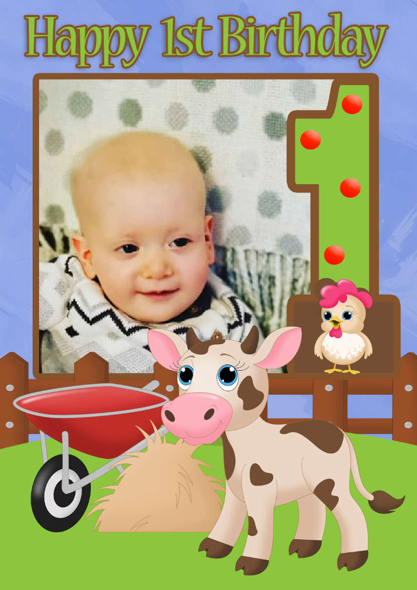Cow Farm Your Photo Here Greeting Card - card made with Crafty Bob's Card Creator