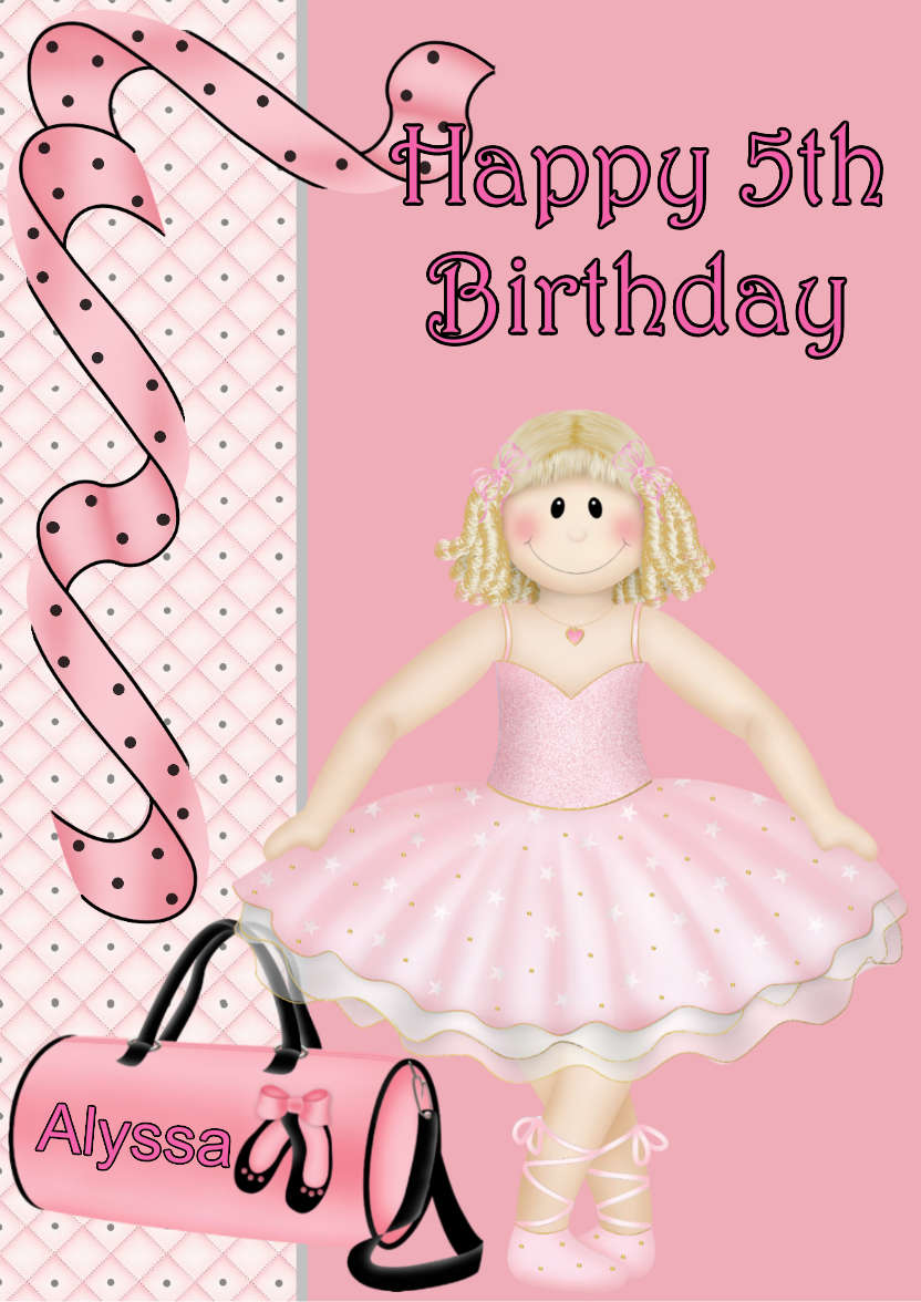 Ballet Birthday Blonde Card Front - card made with Crafty Bob's Card Creator