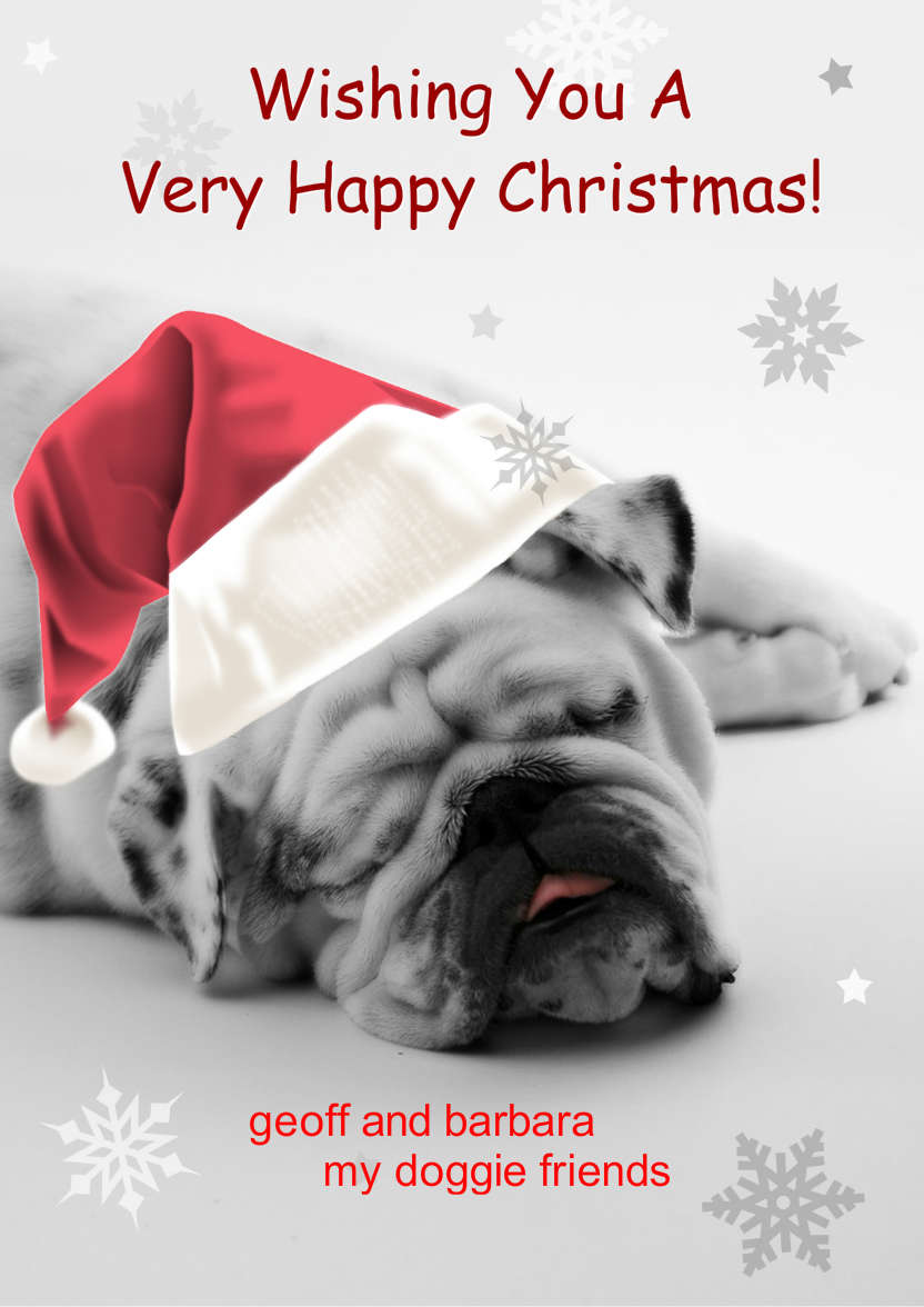 Sleeping Bulldog Christmas Card - card made with Crafty Bob's Card Creator