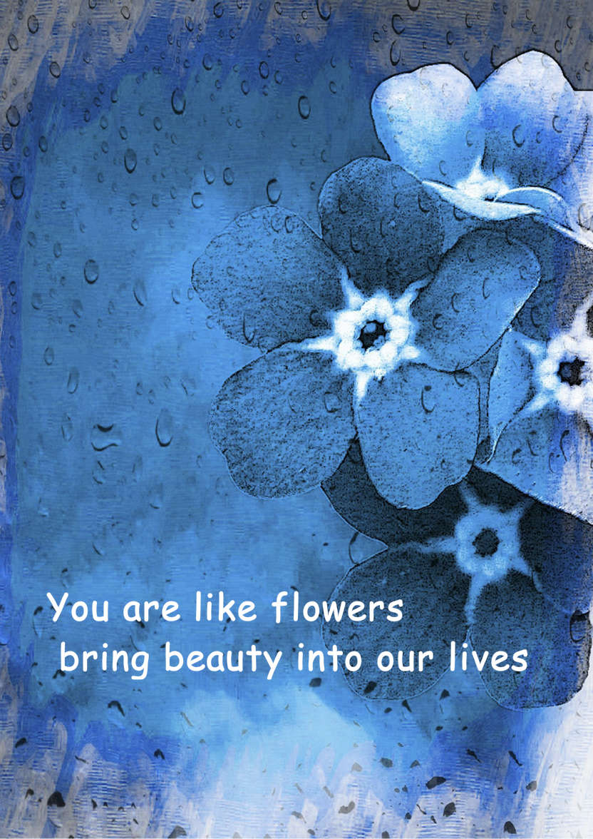 Blue Flowers in the Rain Thinking of You/sympathy Card - card made with Crafty Bob's Card Creator