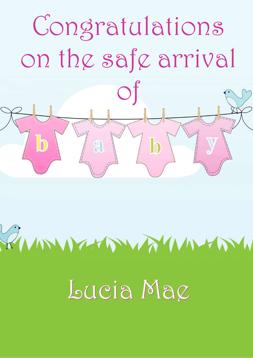 Washing Line New Baby Girl - card made with Crafty Bob's Card Creator