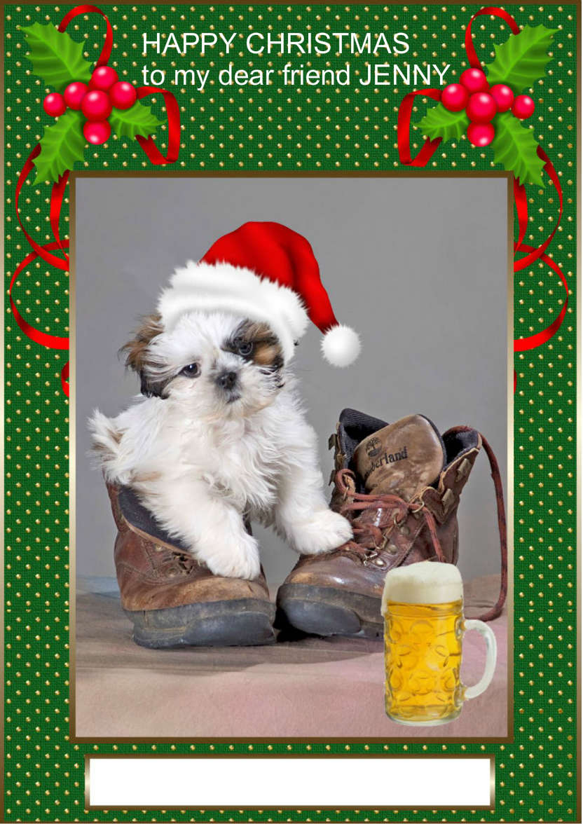 Pup in Boot - card made with Crafty Bob's Card Creator