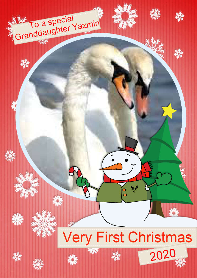 Very First Christmas Snowman - card made with Crafty Bob's Card Creator
