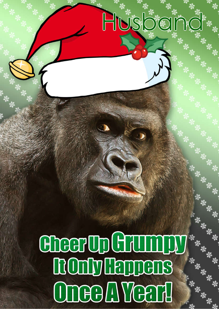 Grumpy Gorilla Christmas Card - card made with Crafty Bob's Card Creator
