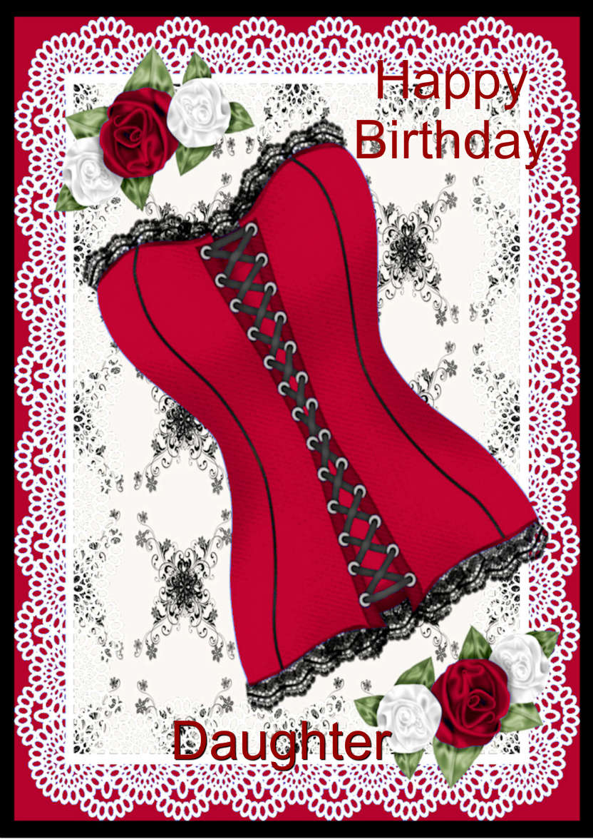 Red Hot Corset - card made with Crafty Bob's Card Creator