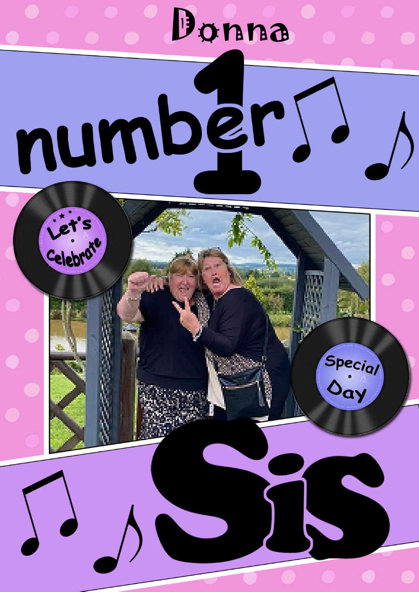 No 1 Sis Record Photo Upload Card - card made with Crafty Bob's Card Creator
