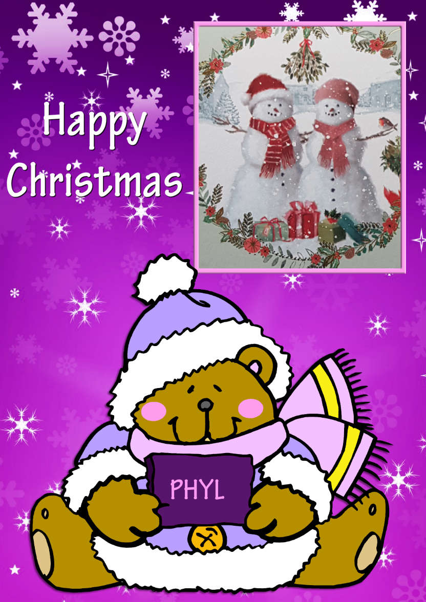 Teddy Bear Christmas Girl - card made with Crafty Bob's Card Creator