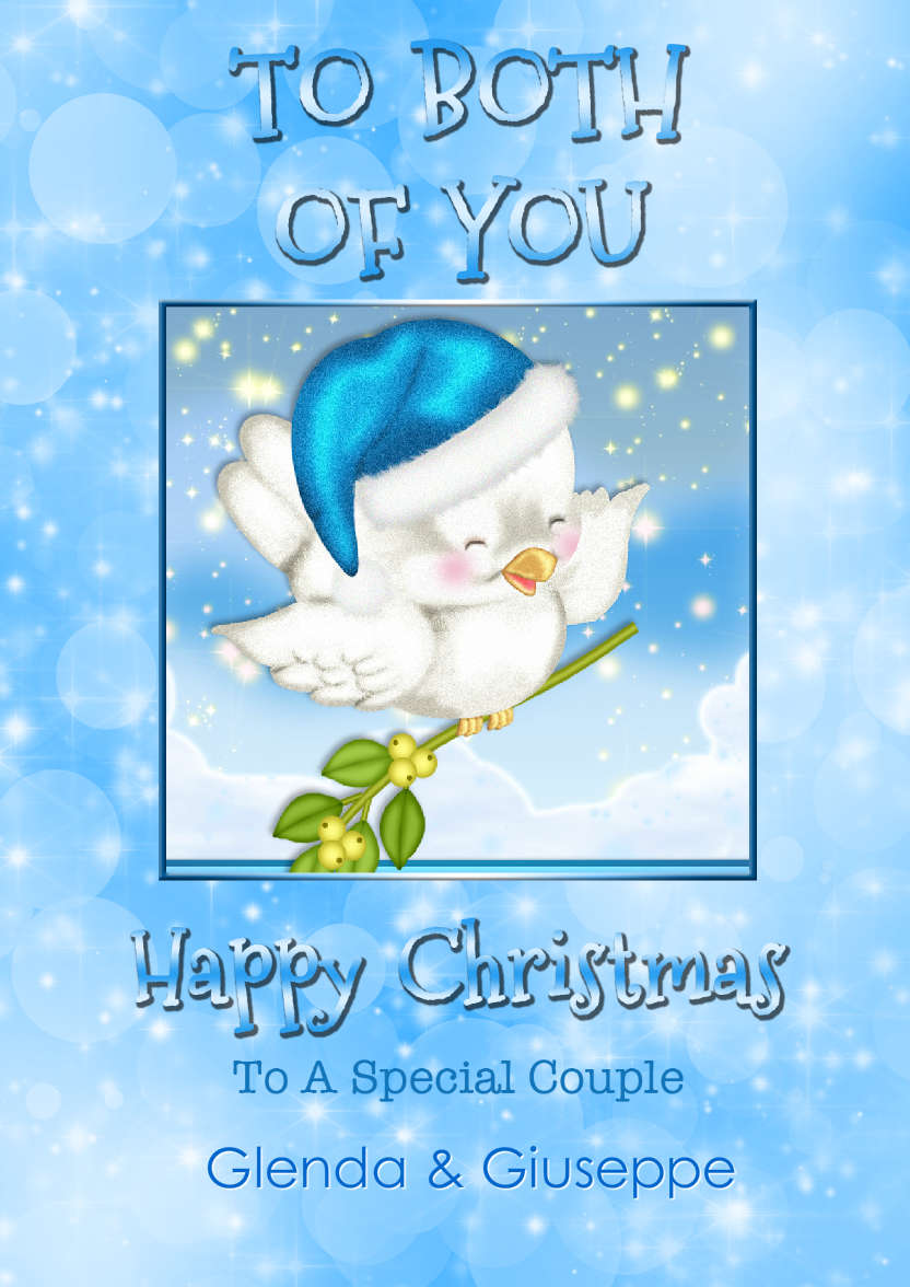 Blue Sparkle Christmas Couple - card made with Crafty Bob's Card Creator