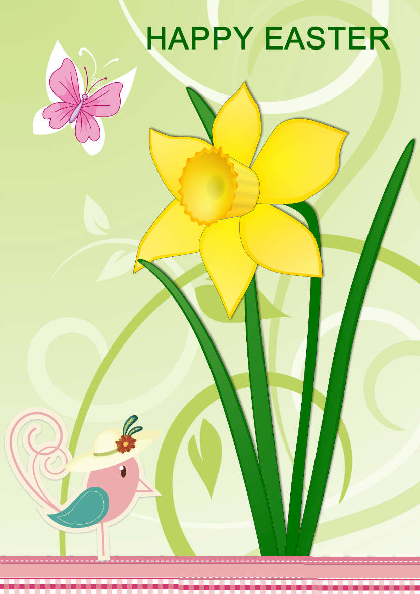 Daffodil & Butterfly St. David's Day Card - card made with Crafty Bob's Card Creator