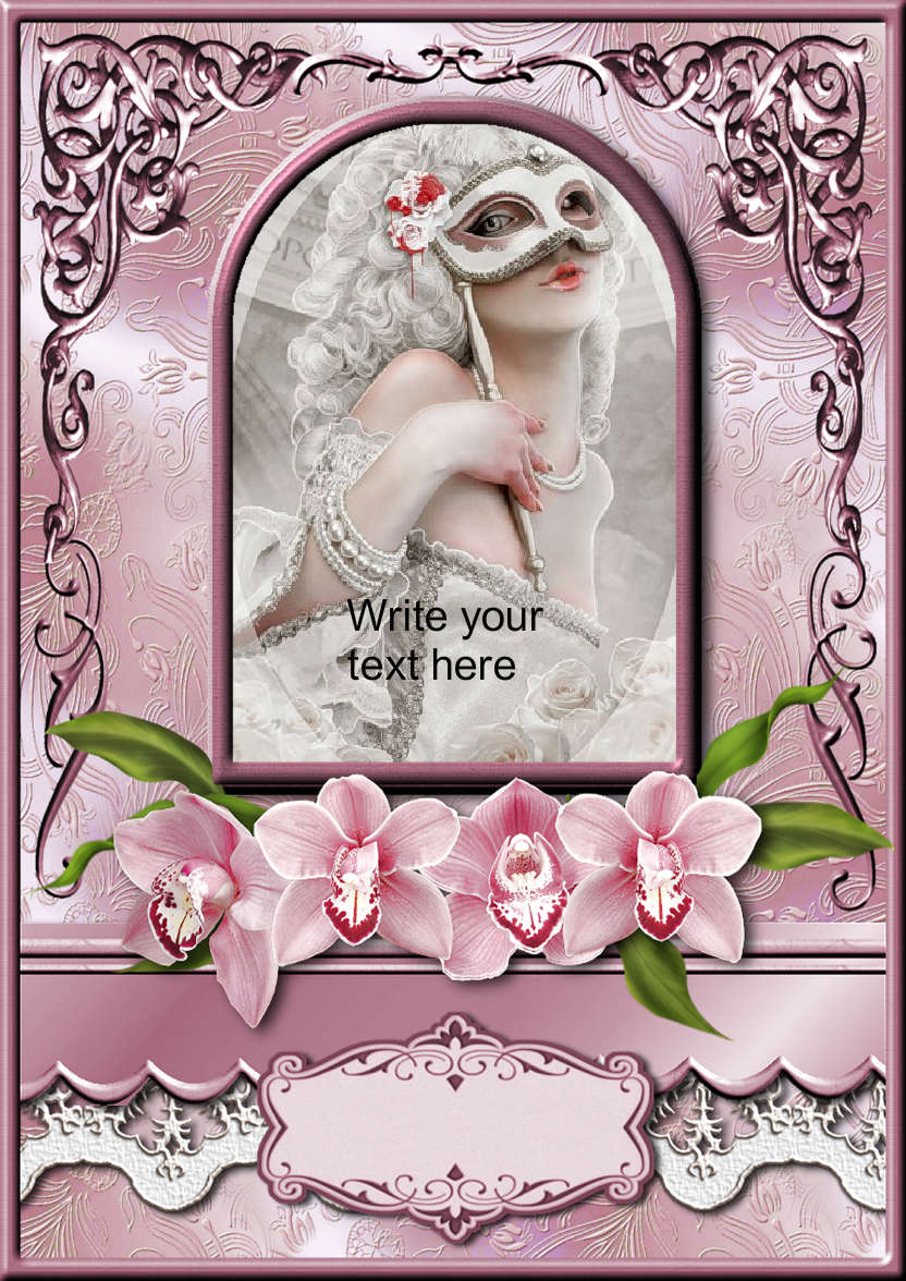 Pink Orchids Arched Frame Card - card made with Crafty Bob's Card Creator