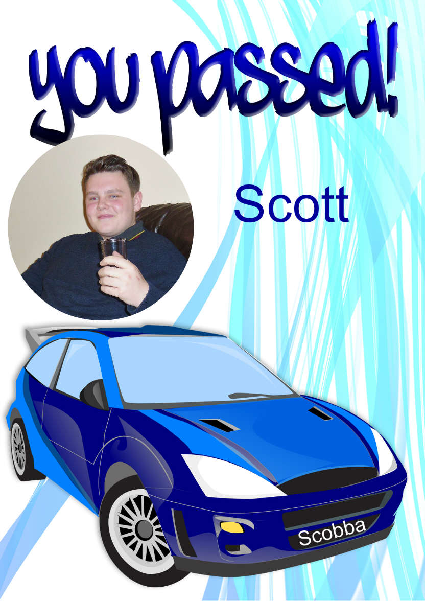 You Passed! Blue - card made with Crafty Bob's Card Creator