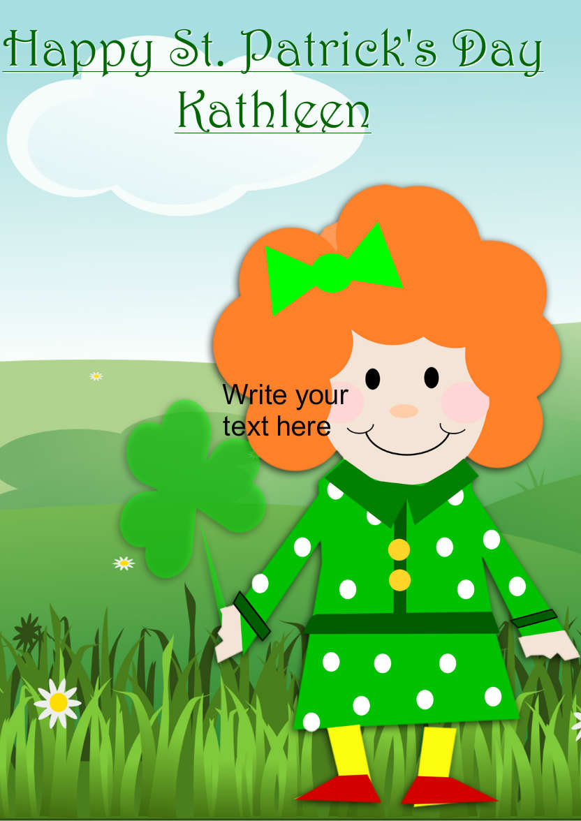 St. Patrick's Day Girl - card made with Crafty Bob's Card Creator