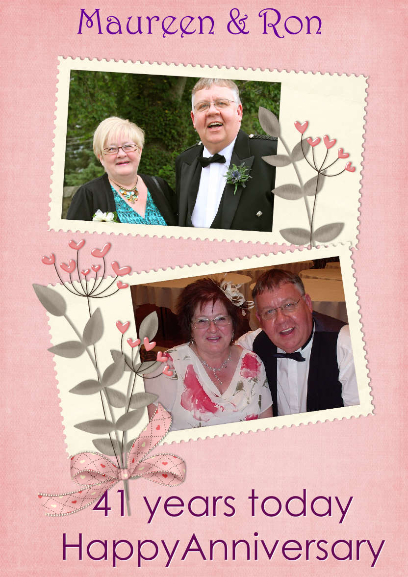 Scrapbook Style Anniversary Card - card made with Crafty Bob's Card Creator