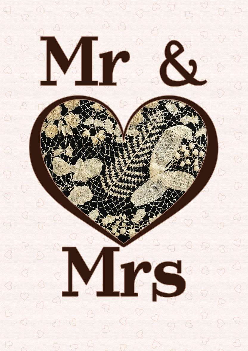 Mr & Mrs Heart Frame Wedding Card - card made with Crafty Bob's Card Creator