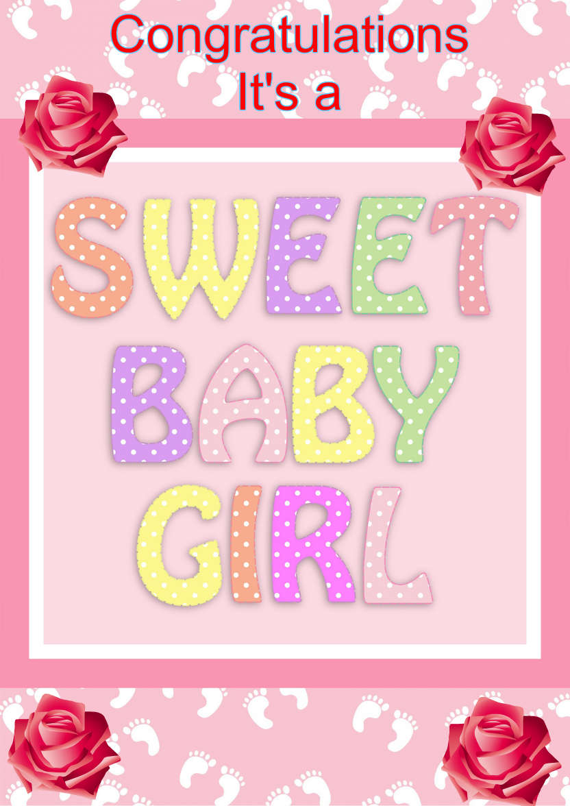 Sweet Baby Girl - card made with Crafty Bob's Card Creator