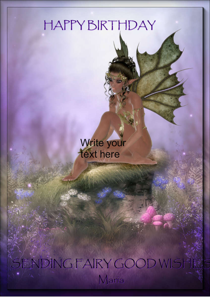 Thoughtful Fairy on a Hill - card made with Crafty Bob's Card Creator