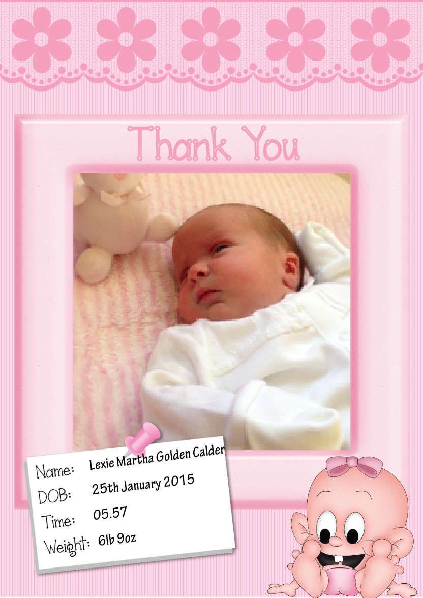 Baby Thank You Card - card made with Crafty Bob's Card Creator