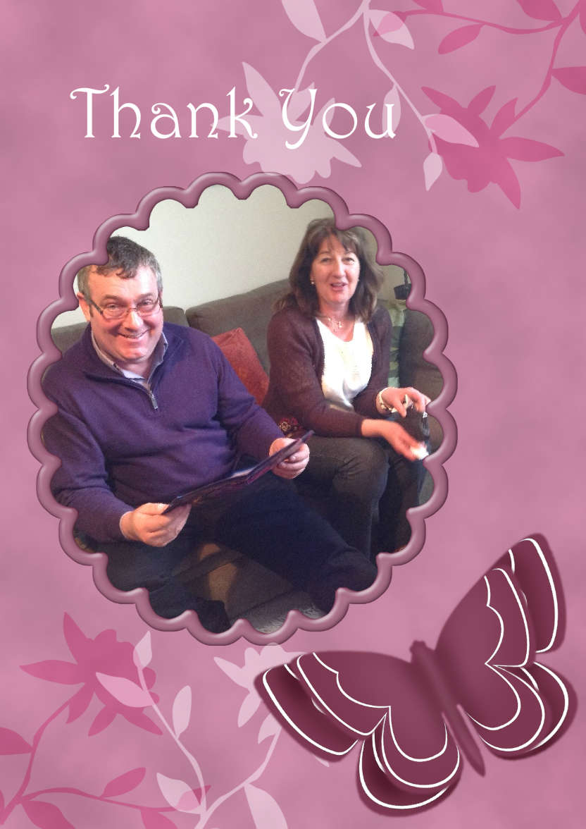 Thank You - Butterfly and Flowers - card made with Crafty Bob's Card Creator
