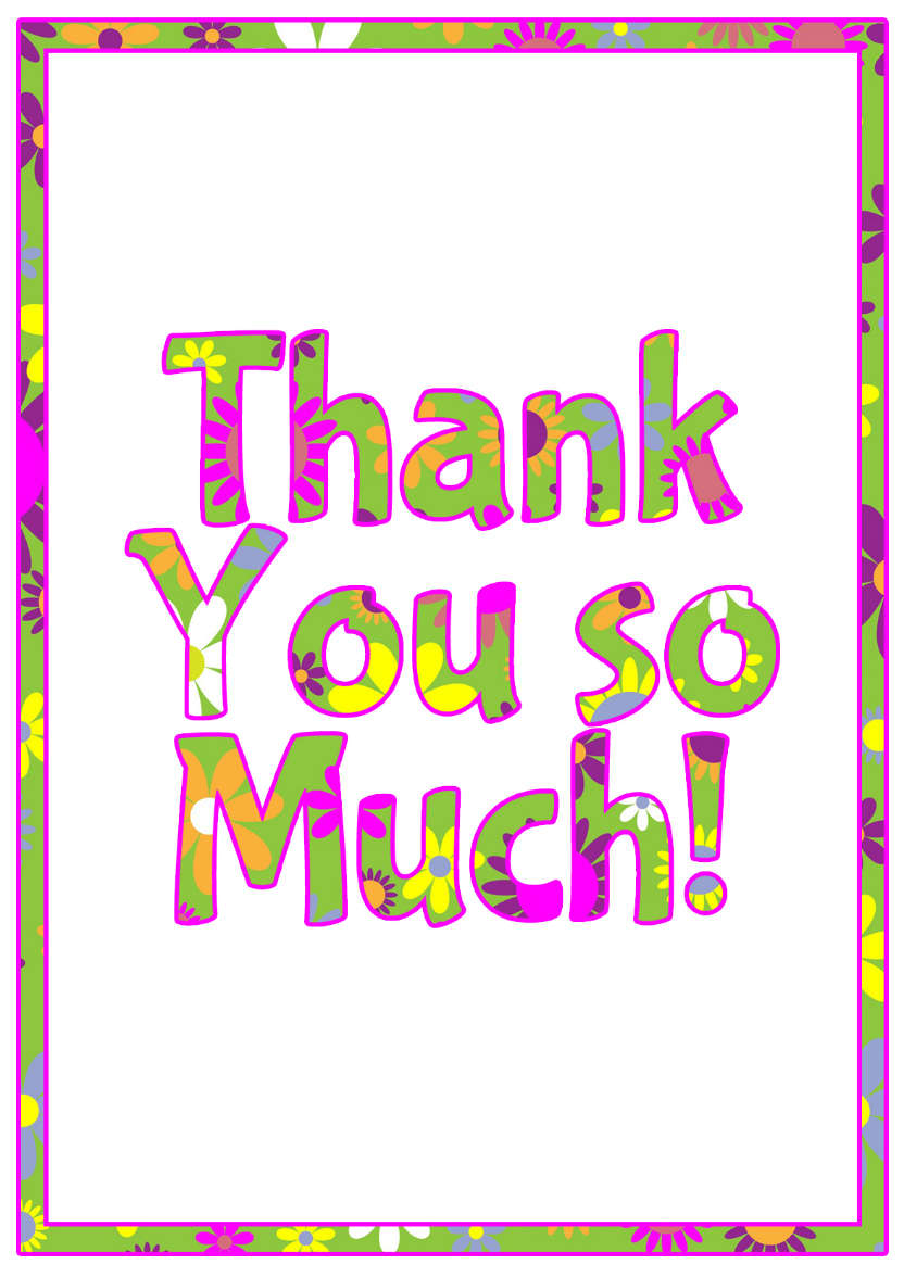 Thank You Floral Word Art Card Front - card made with Crafty Bob's Card Creator