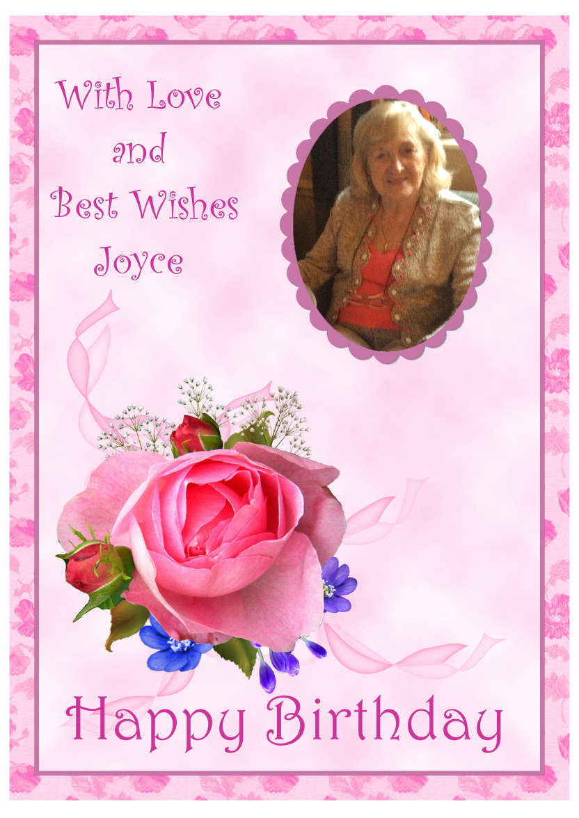 Pink Rose Spray - card made with Crafty Bob's Card Creator