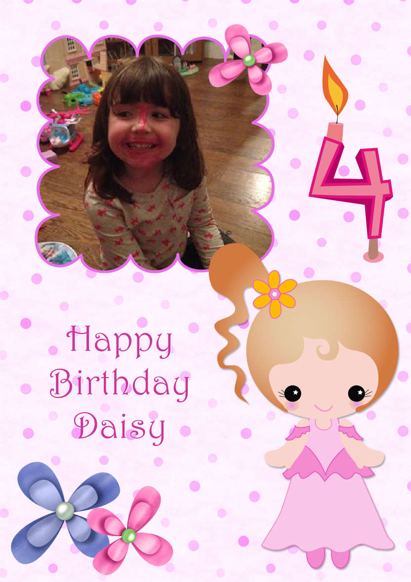 Pretty in Pink Girls Photo Card - card made with Crafty Bob's Card Creator