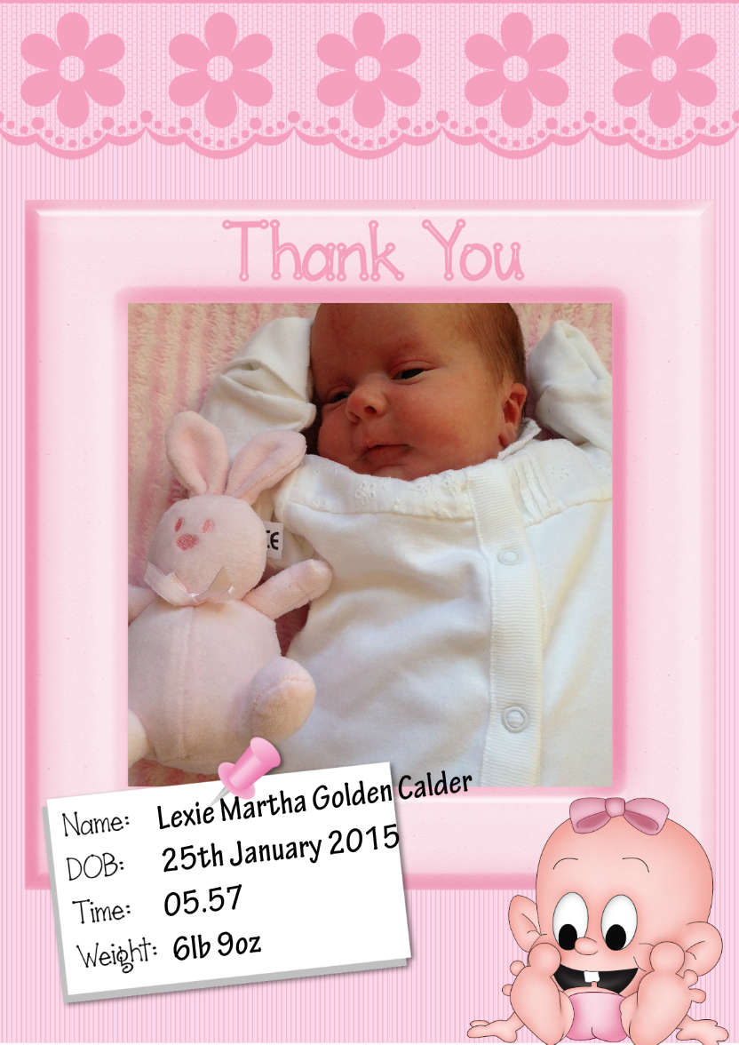 Baby Thank You Card - card made with Crafty Bob's Card Creator