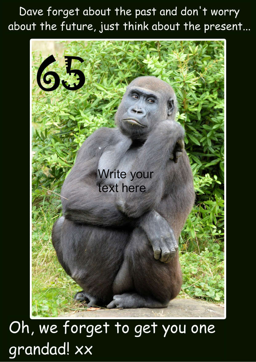 Forgetful Gorilla Humorous Card Front - card made with Crafty Bob's Card Creator