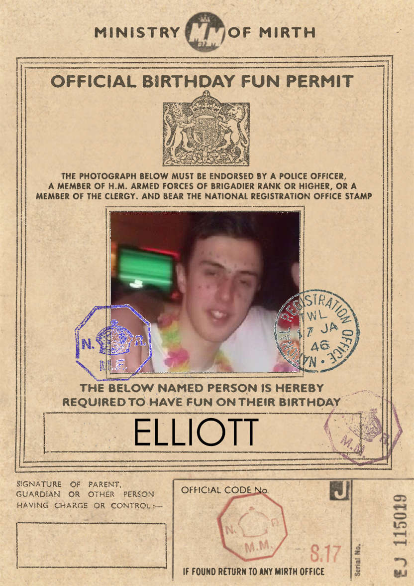 Birthday Fun Permit - card made with Crafty Bob's Card Creator