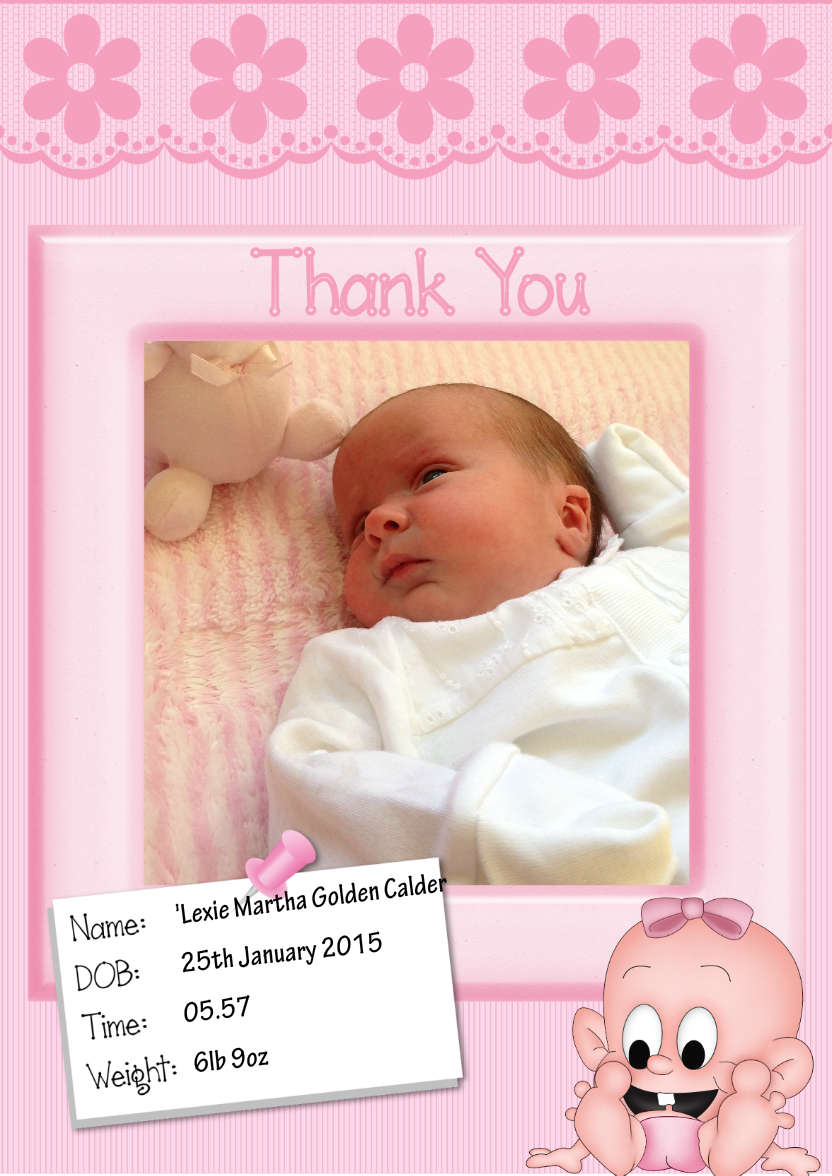 Baby Thank You Card - card made with Crafty Bob's Card Creator