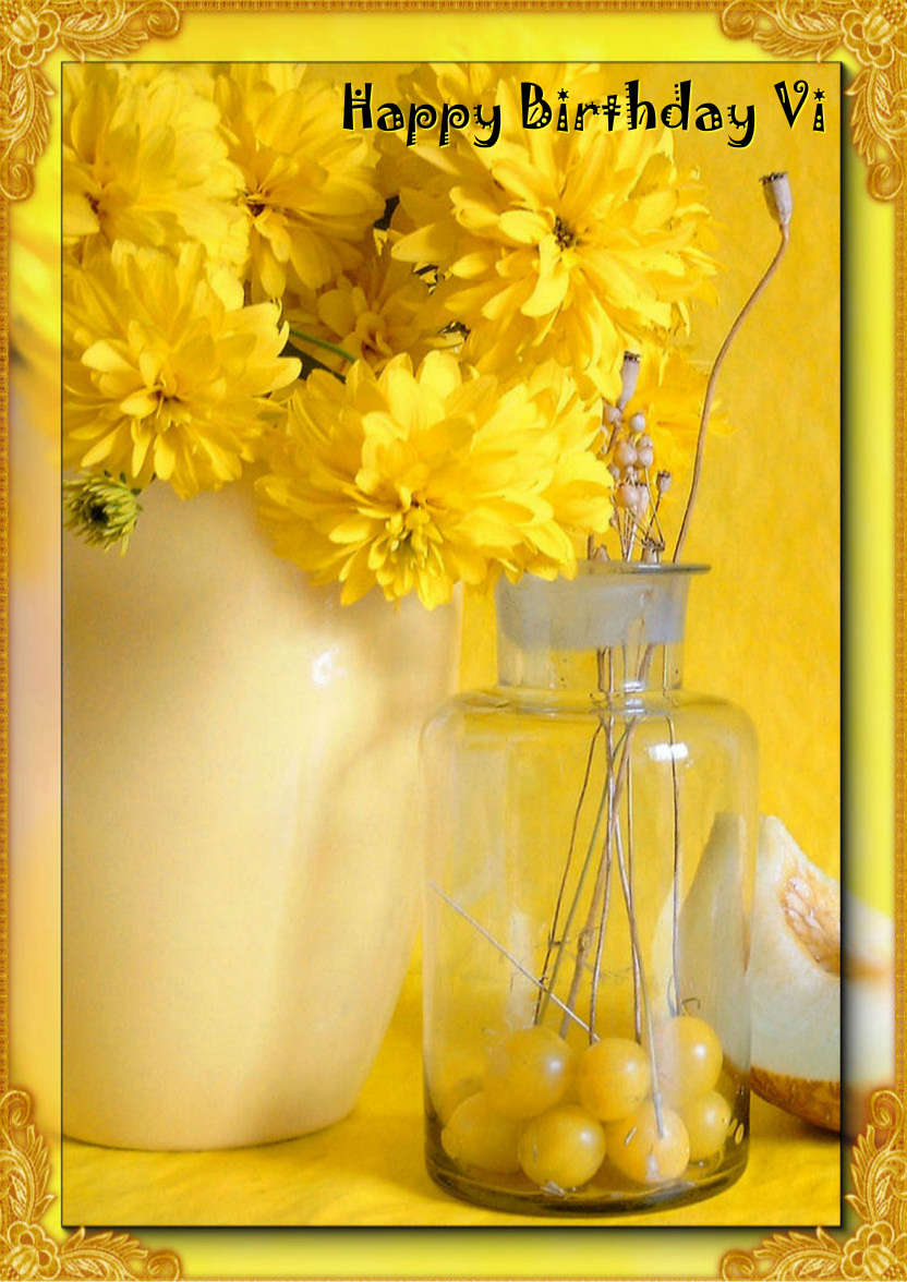 Yellow Floral Birthday - card made with Crafty Bob's Card Creator