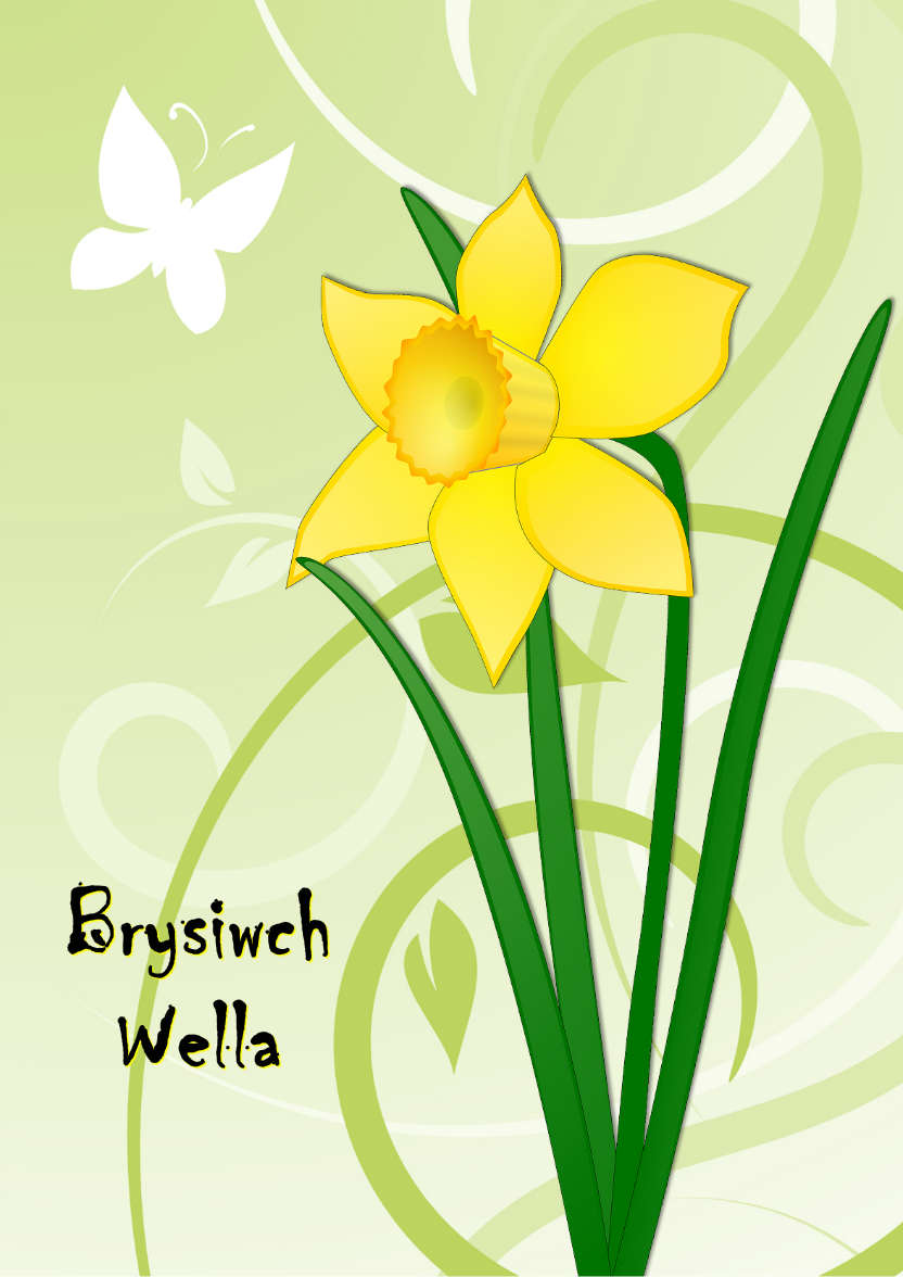Daffodil & Butterfly St. David's Day Card - card made with Crafty Bob's Card Creator