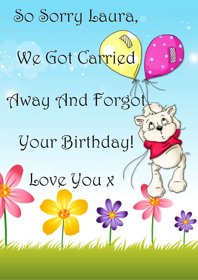 Bear Floating Away with Balloons Card Front - card made with Crafty Bob's Card Creator