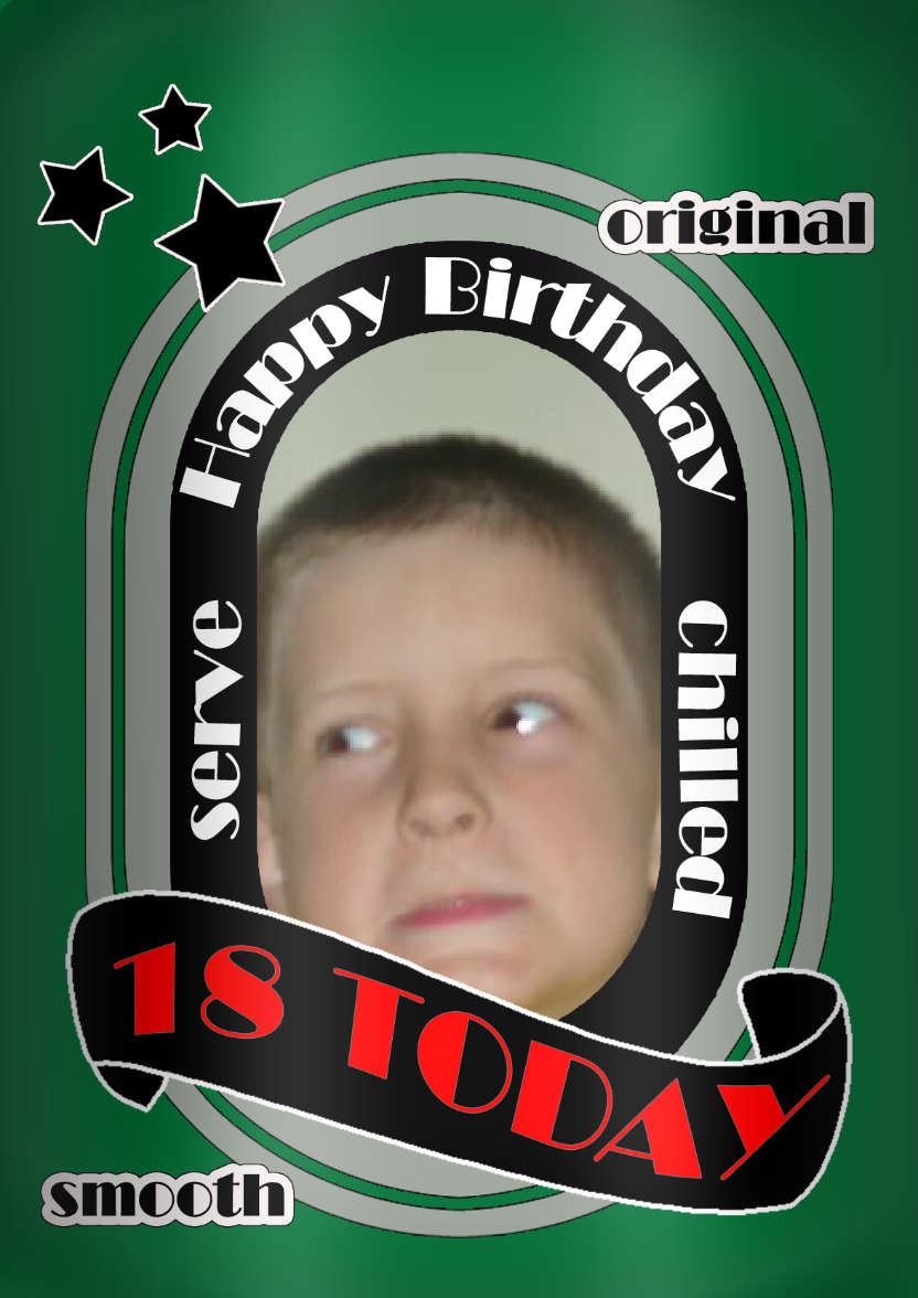 Beer Can 18th Birthday Photo Upload Card - card made with Crafty Bob's Card Creator