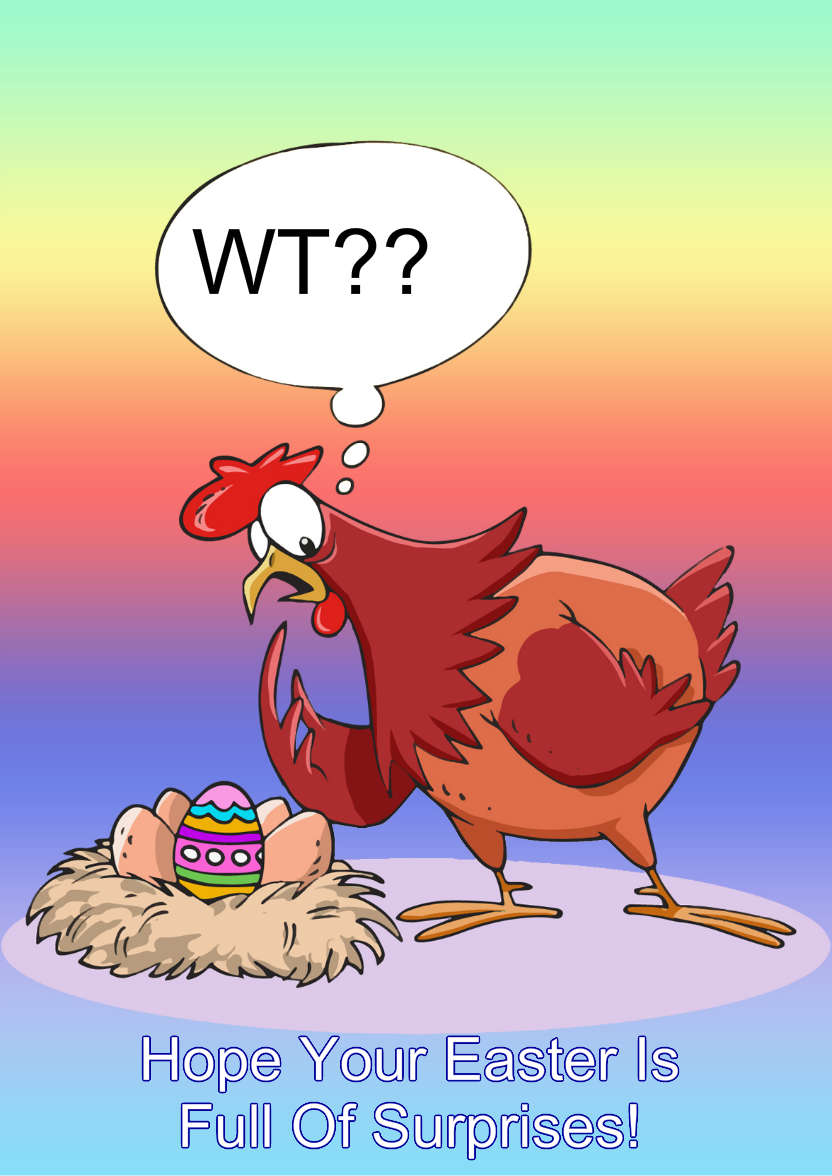 Confused Chicken Humorous Easter Card Front - card made with Crafty Bob's Card Creator