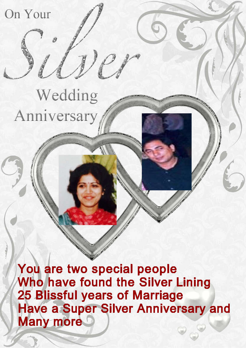Silver Wedding Anniversary Hearts Entwined Card - card made with Crafty Bob's Card Creator