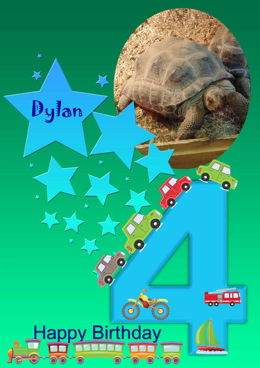 Stars Age 4 Boys Photo Card - card made with Crafty Bob's Card Creator