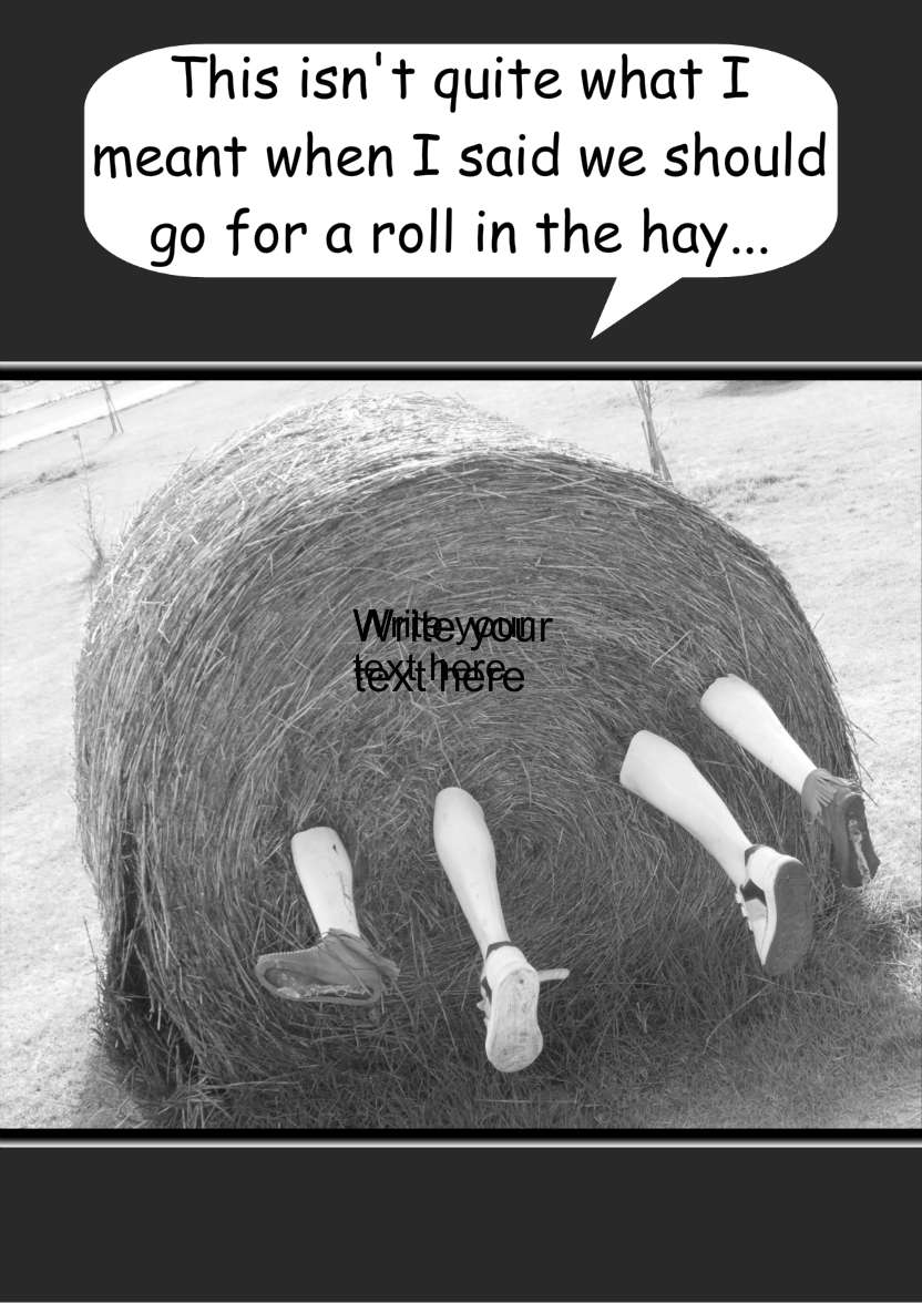 Roll in the Hay Humorous Card Front - card made with Crafty Bob's Card Creator