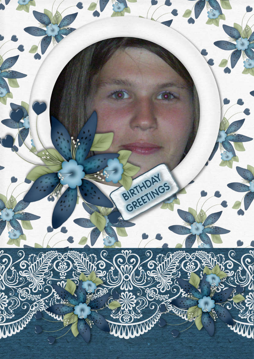 Blue Magic Floral - card made with Crafty Bob's Card Creator