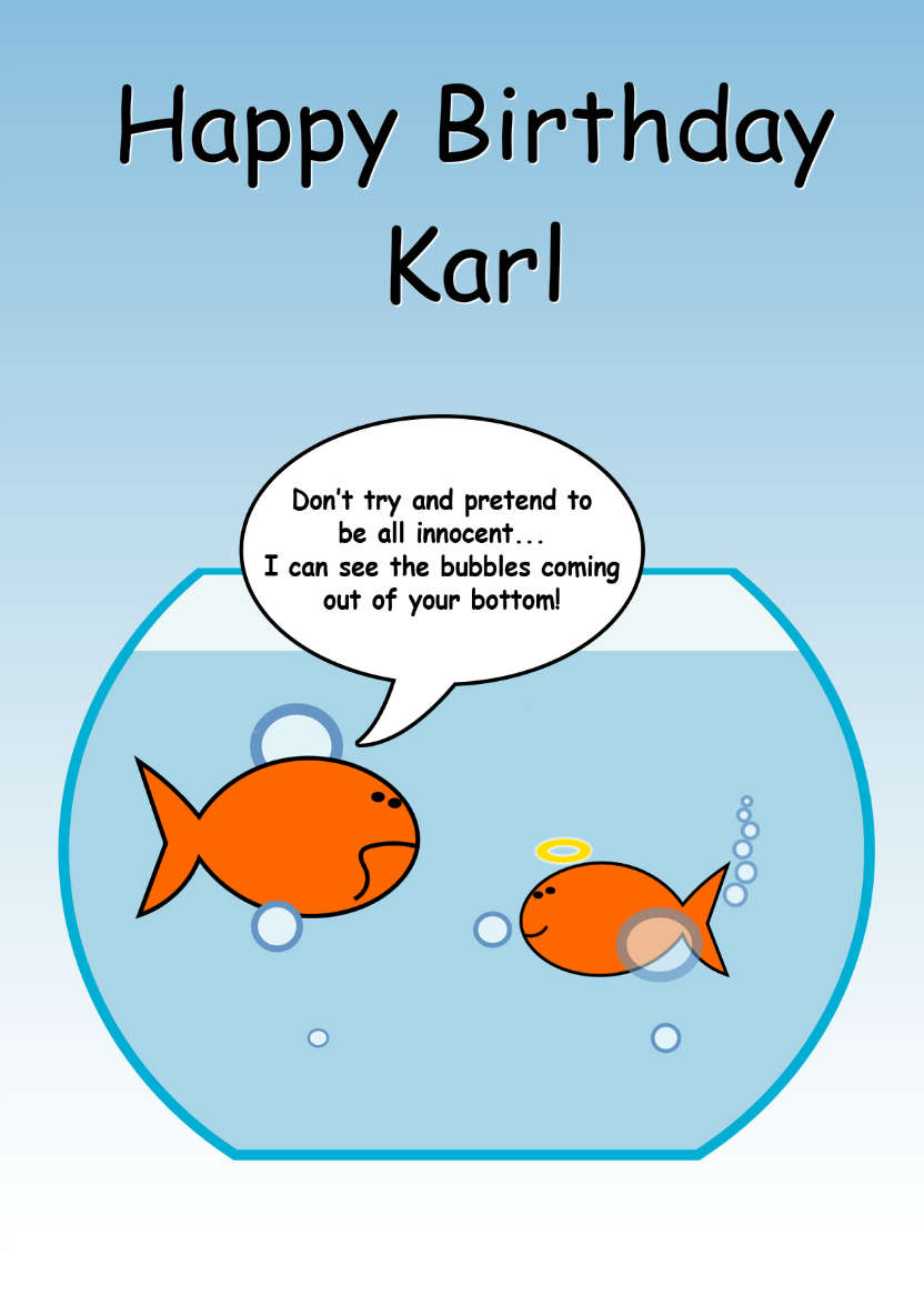 Naughty Goldfish Humorous Card - card made with Crafty Bob's Card Creator