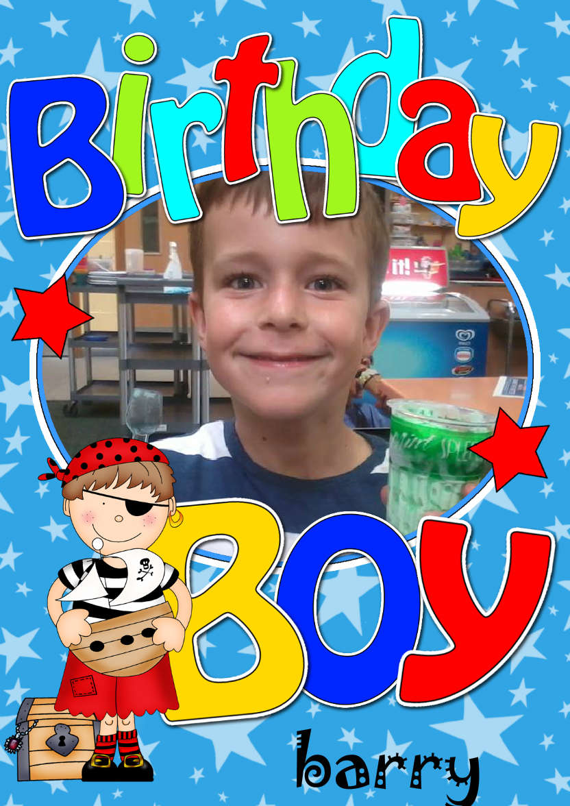 Birthday Pirate Photo Upload Card - card made with Crafty Bob's Card Creator