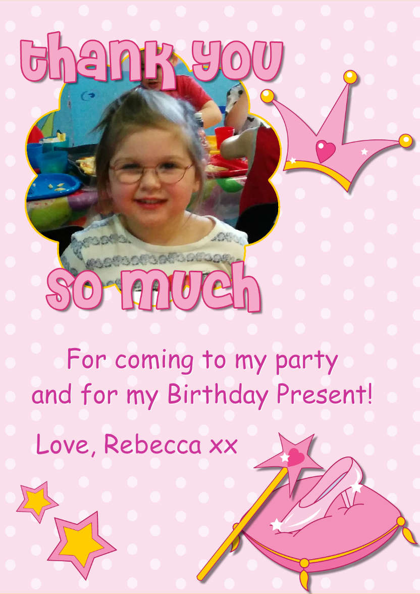 Thank You Princess Themed Aperture Card Front - card made with Crafty Bob's Card Creator