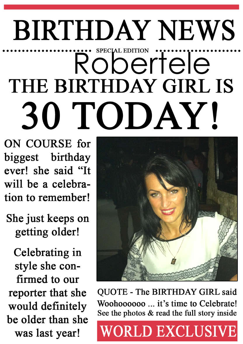 30 Today Birthday News Photo Upload Card - card made with Crafty Bob's Card Creator