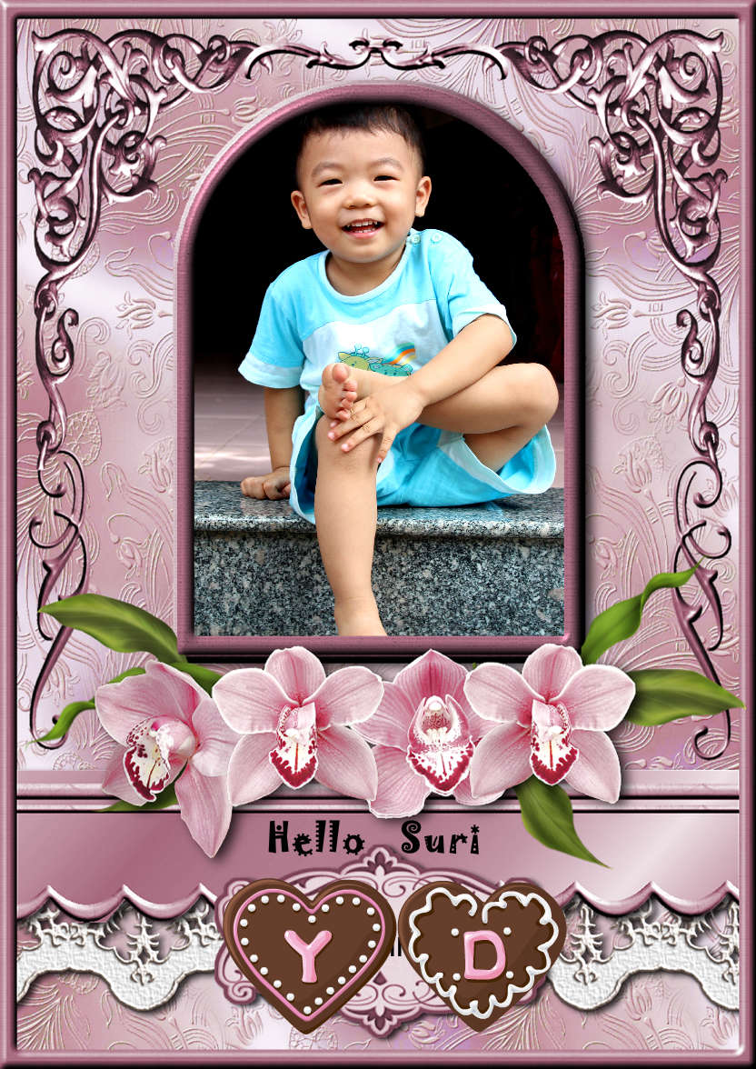 Pink Orchids Arched Frame Card - card made with Crafty Bob's Card Creator