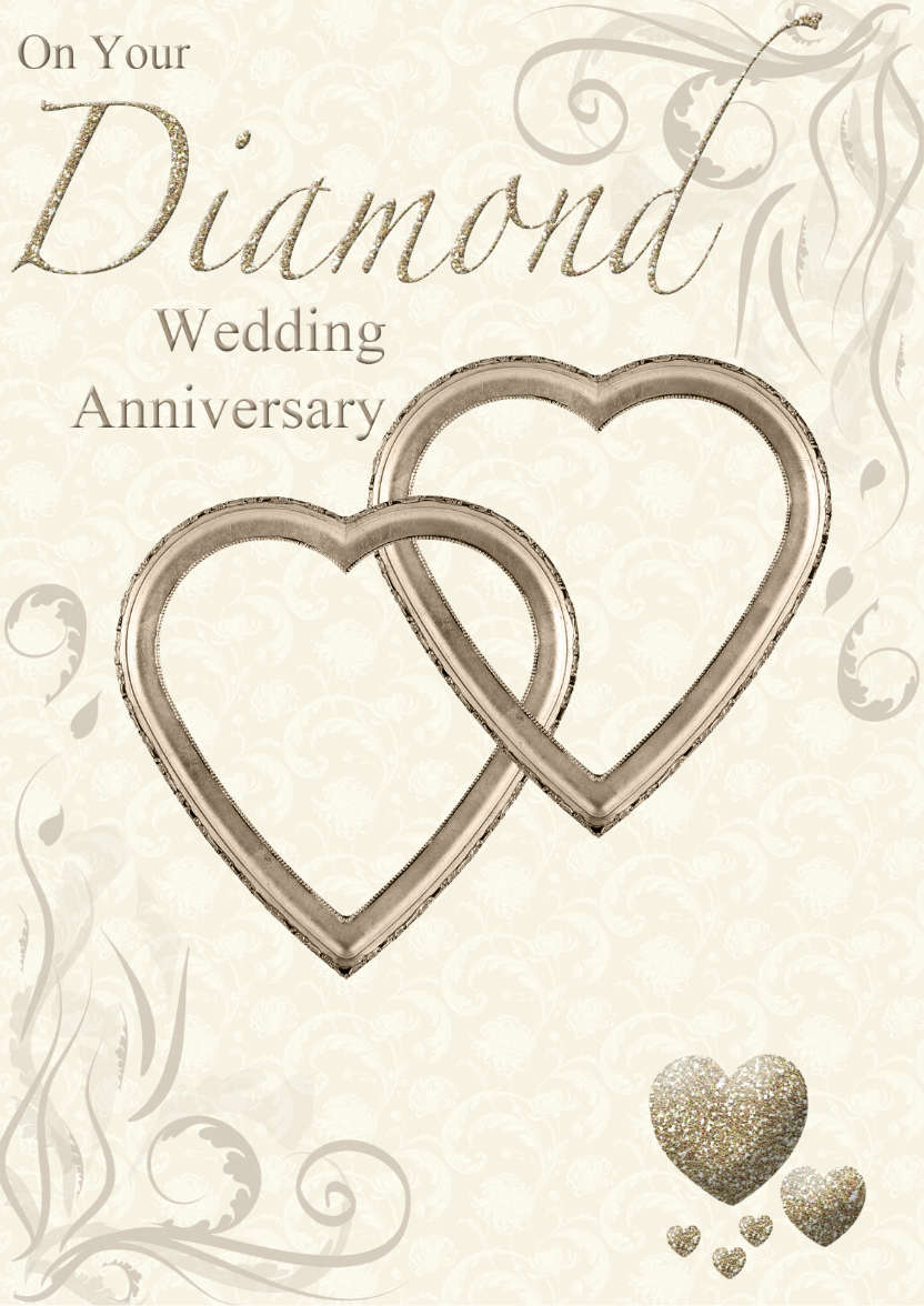 Diamond Wedding Anniversary Hearts Entwined Card - card made with Crafty Bob's Card Creator