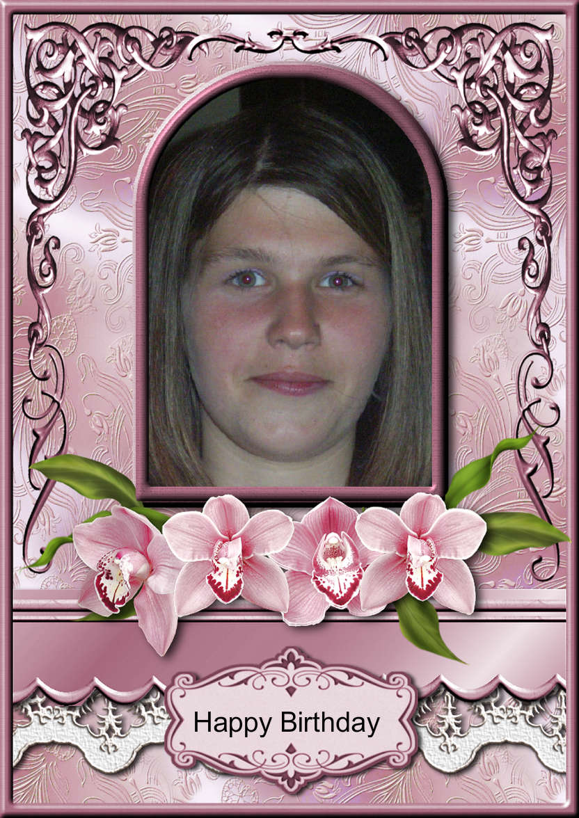 Pink Orchids Arched Frame Card - card made with Crafty Bob's Card Creator