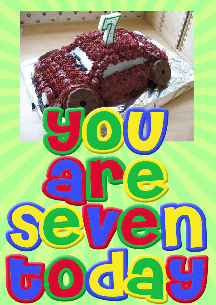 You Are Seven Boys Birthday Card - card made with Crafty Bob's Card Creator
